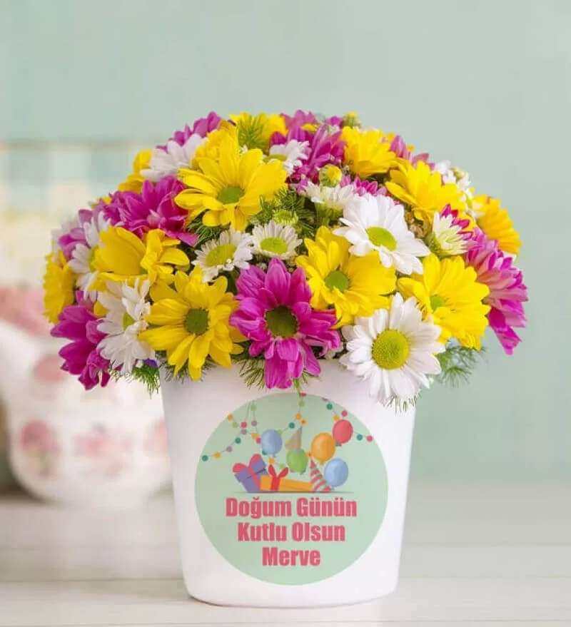 Resimli Vazoda Çiçekler