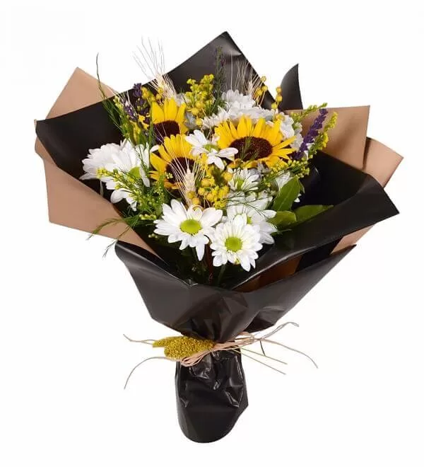 Beyaz Papatya Ay Çiçeği Buketi