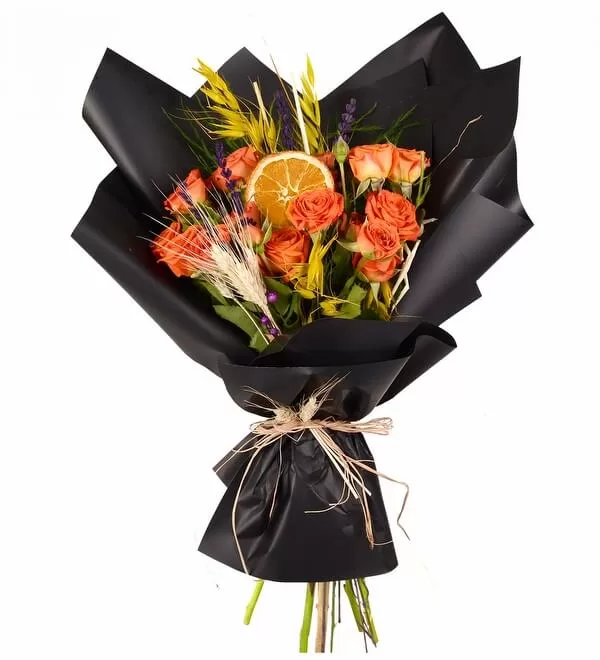 Renkli Turuncu Gül Buketi